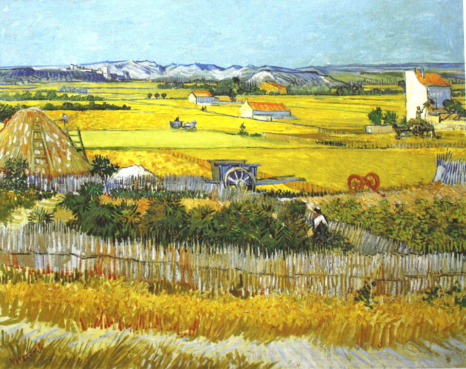 ゴッホ　ラ・クローの収穫風景