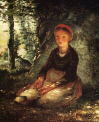 樫の木陰に座る少女